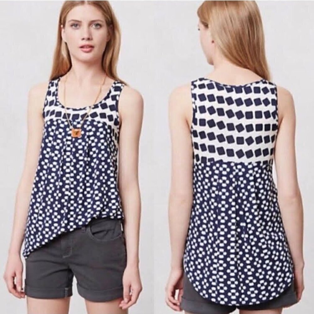 Tank Top Geometric Print Oversized Fit Summer Boho Weston Wear  XS
